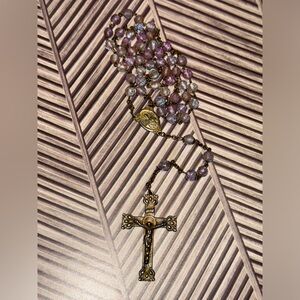 Antique 19th century Saphiret Glass Bead Rosary